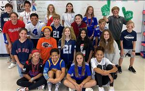 students wearing sports shirts